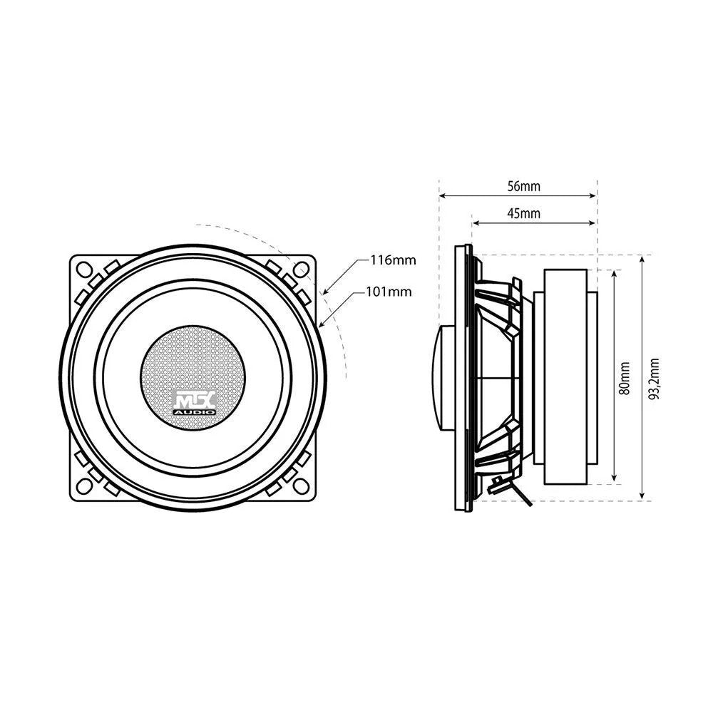Terminator 4" (100 mm) 2-way Coaxial Speakers 310W Peak - MTX Audio