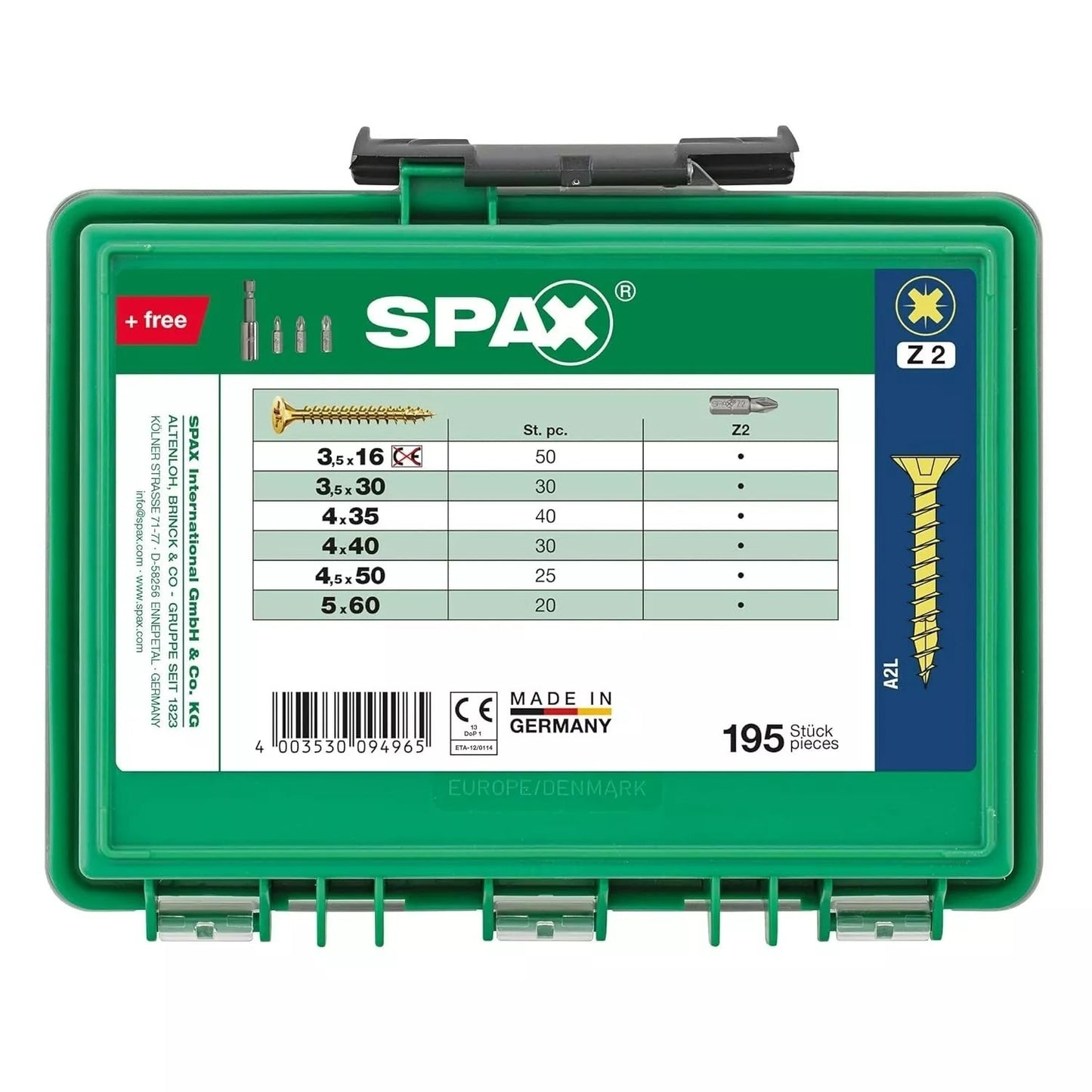 Spax 199 Piece Assorted Screws & Bits Set