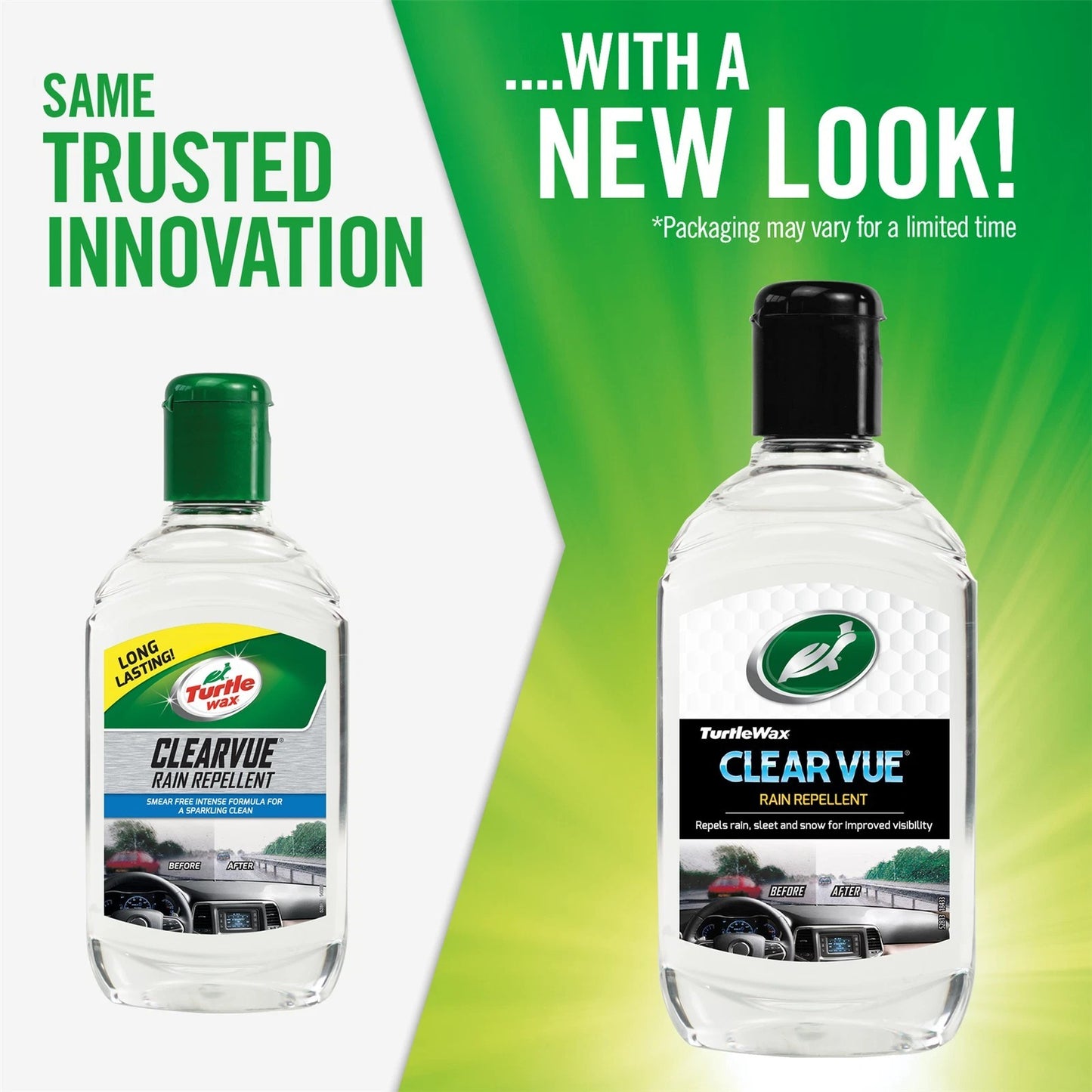 Turtle Wax Clearvue Rain Repel Car Windowscreen Cleaner Smear Free 300ml