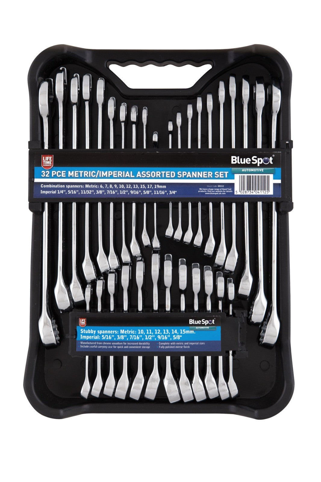 SPANNER Wrench Set. 32 AF & Metric Spanners Inc Stubby WRENCHES 04112