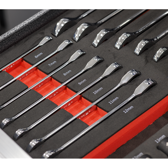 Sealey Premier TBT49, Professional Ratchet Spanner Set with Tool Tray 14pc