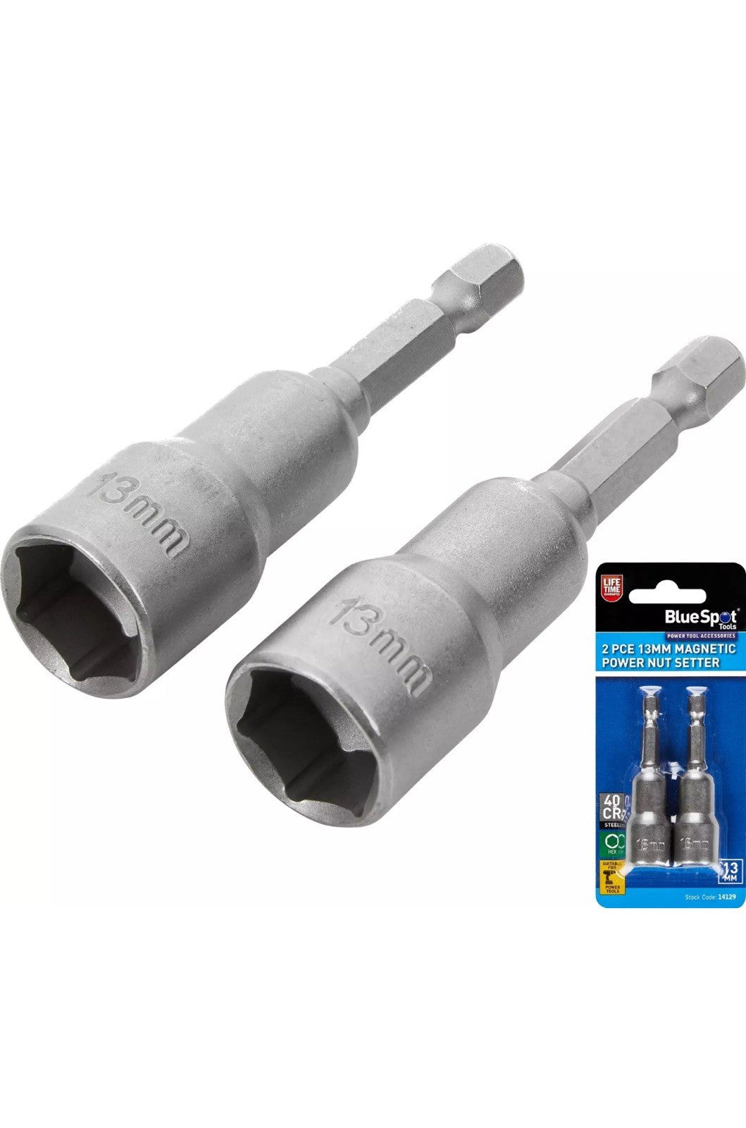Bluespot 13mm Torque Magnetic Power Nut Bolts Hex Head Setter 1/4" 2pc