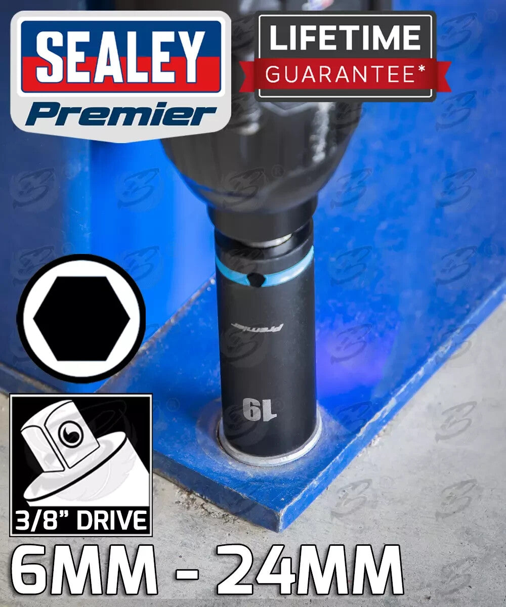 SEALEY DEEP & SHALLOW IMPACT SOCKET Set 3/8"Dr 36pc 6mm-24mm 6pt Hex Sockets Set