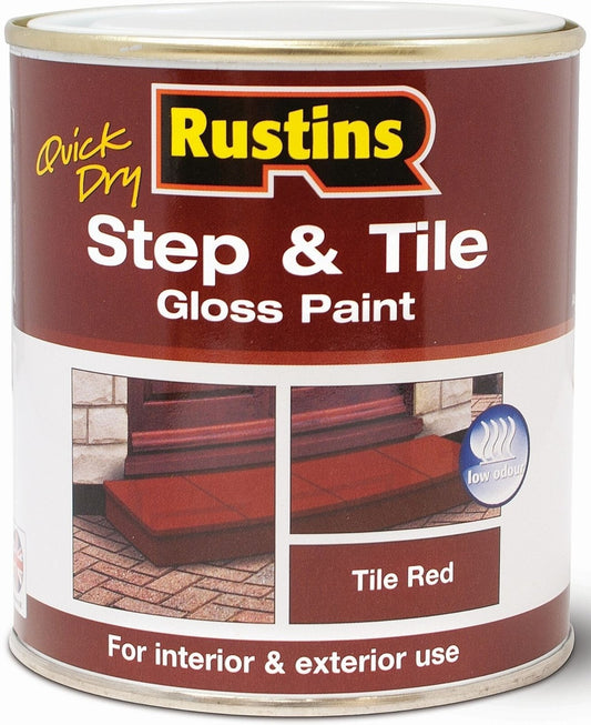 Rustins Quick Dry Step and Tile Gloss Floor Paint RED For Stone & Brick 250ml