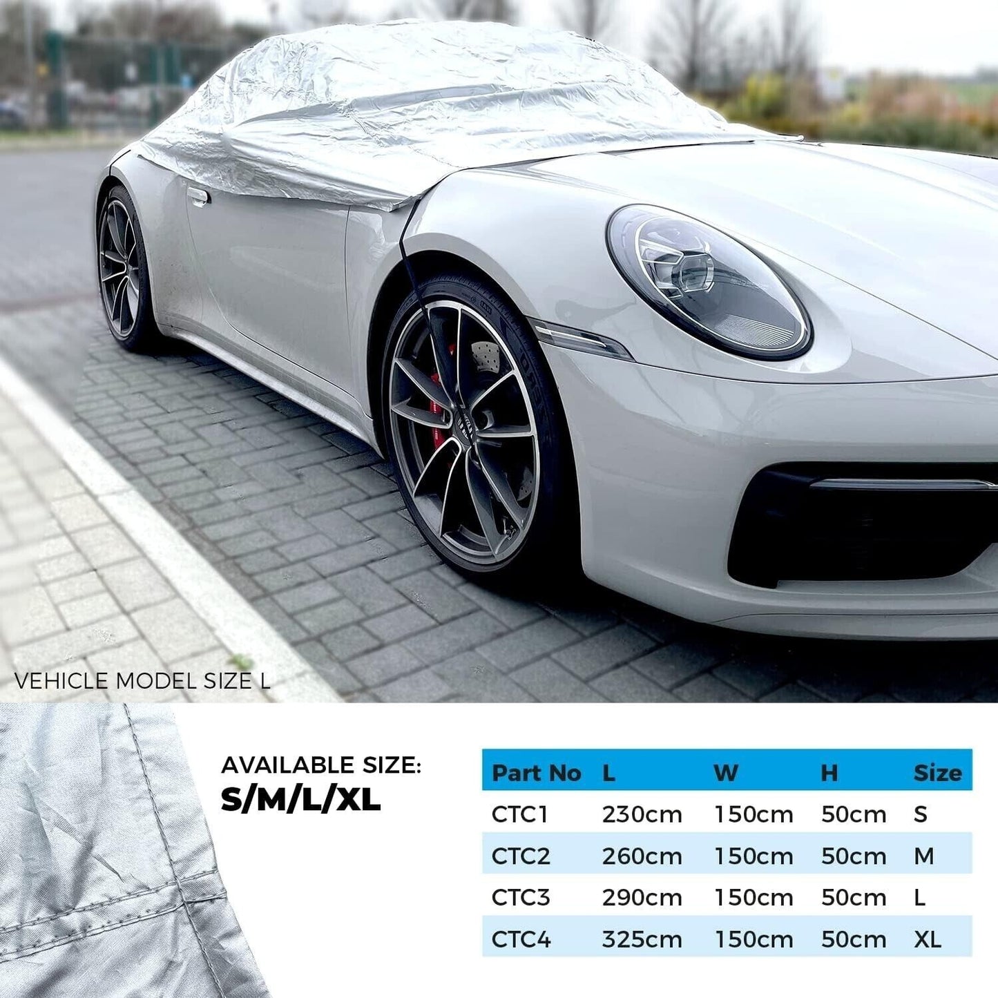 Simply Water Rain UV Sun Frost Resistant Fully Breathable Car Top Cover - Medium