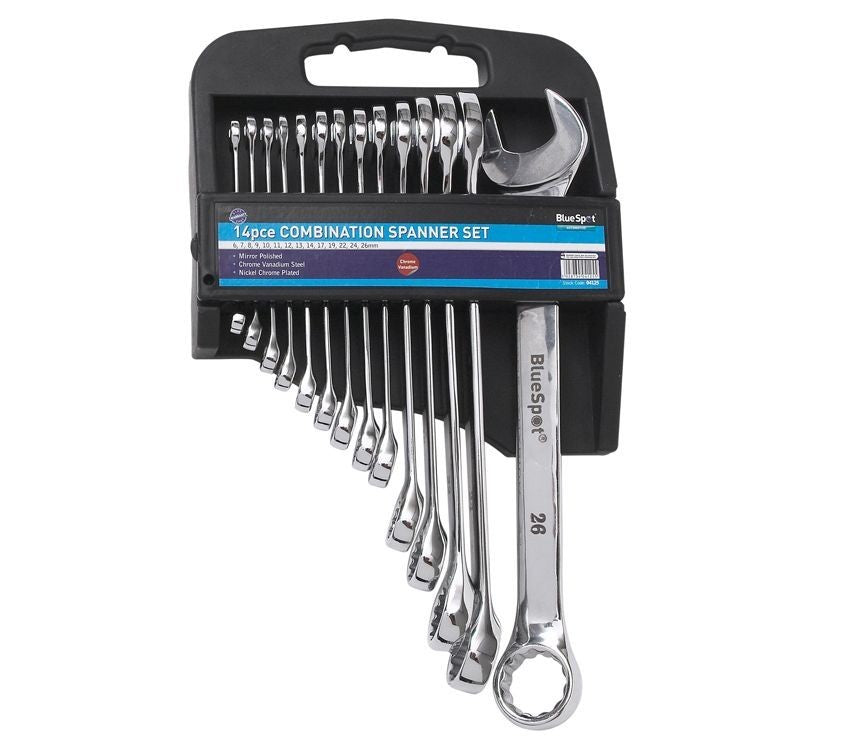 BlueSpot 14Pcs Metric Combination Spanner Set Open End Spanners 6-26mm 04125