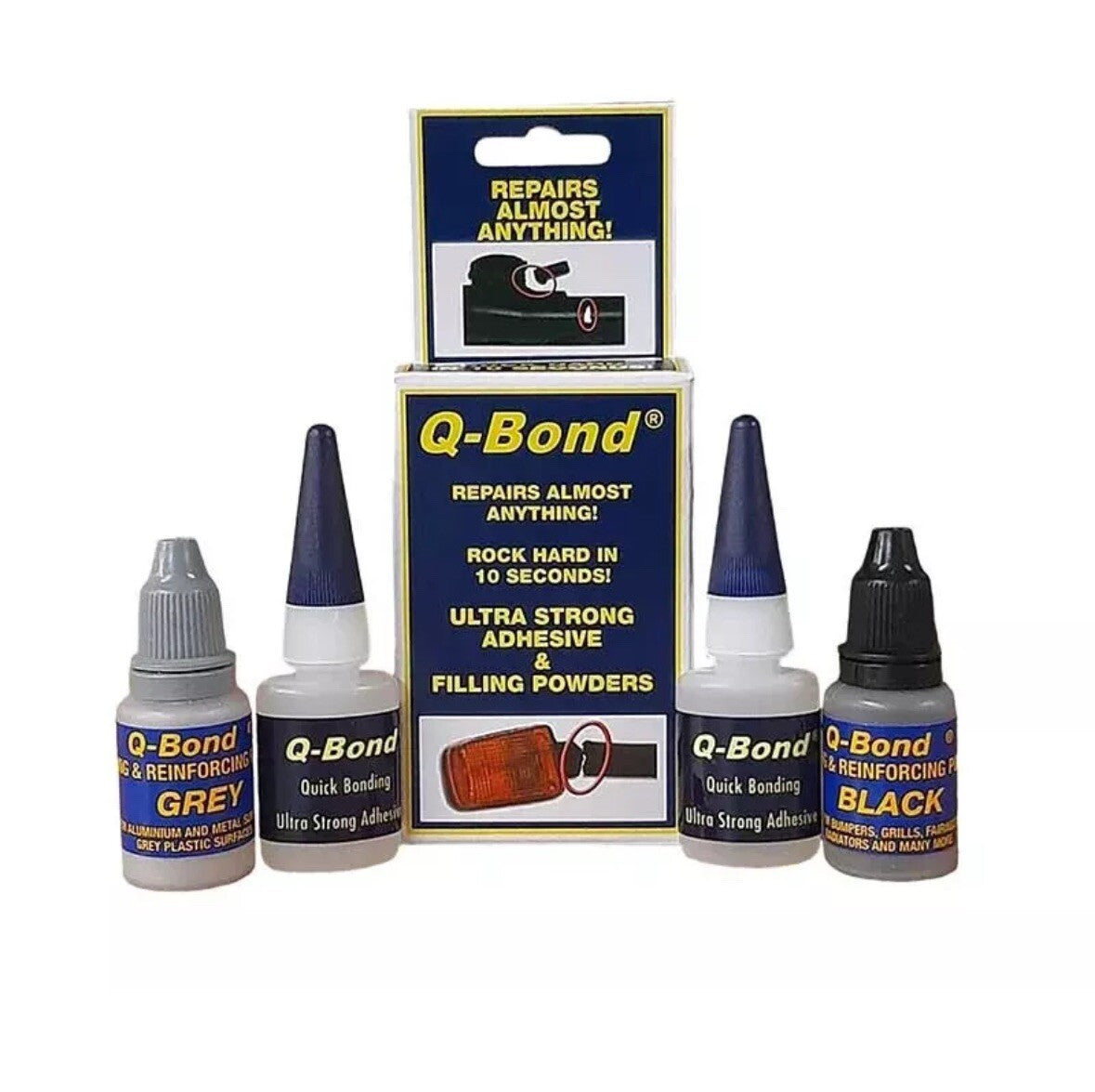 Q-Bond Ultra Strong Adhesive & Filling Powders -Rock Hard in 10 Seconds Dry Weld