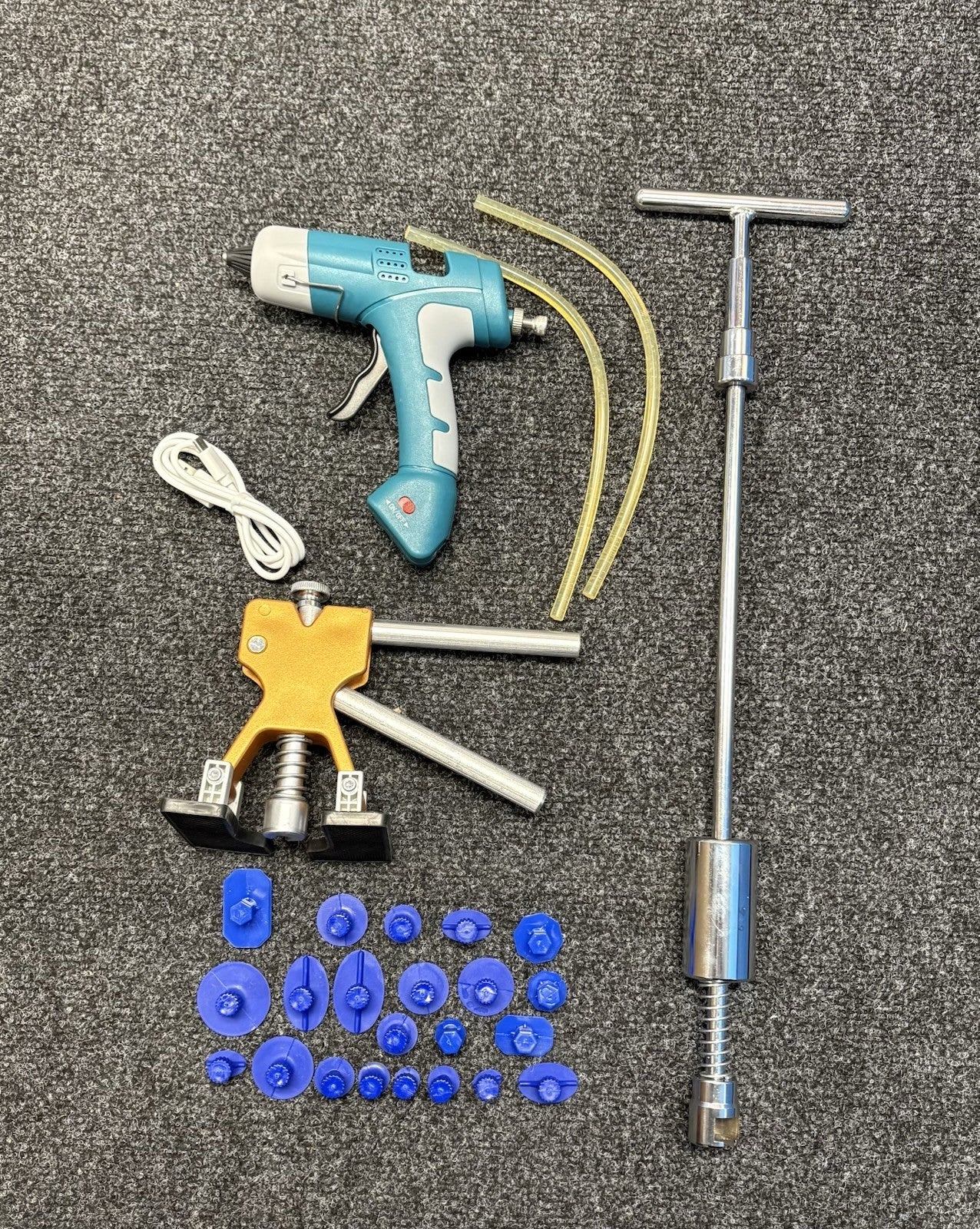 Professional Dent pulling Kit. Incl Wireless Glue Gun, Slide Hammer, Dent Puller