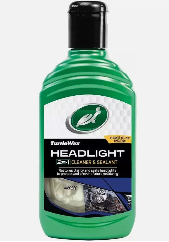 Turtle Wax 53146 Headlight Cleaner & Sealant Liquid Increases Brightness 300Ml
