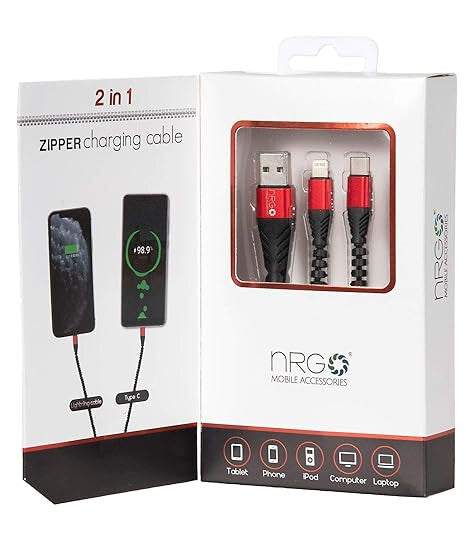 2 in 1 Zipper Charging Cable - Type-C