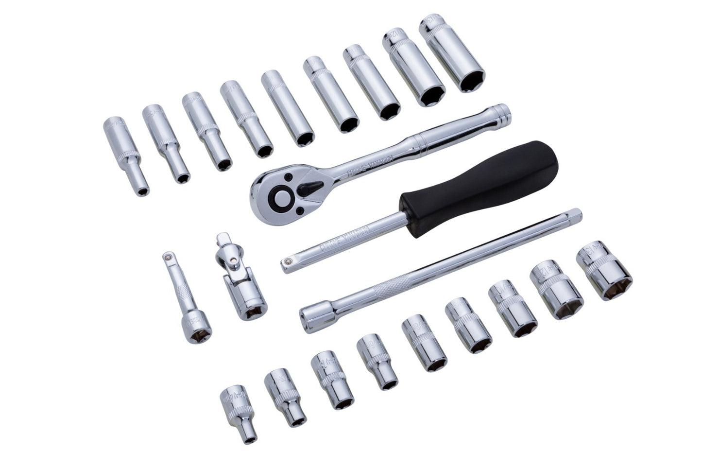 Bluespot 24pc Metric Standard & Deep Socket Set 1/4" Drive Ratchet 4mm - 13mm