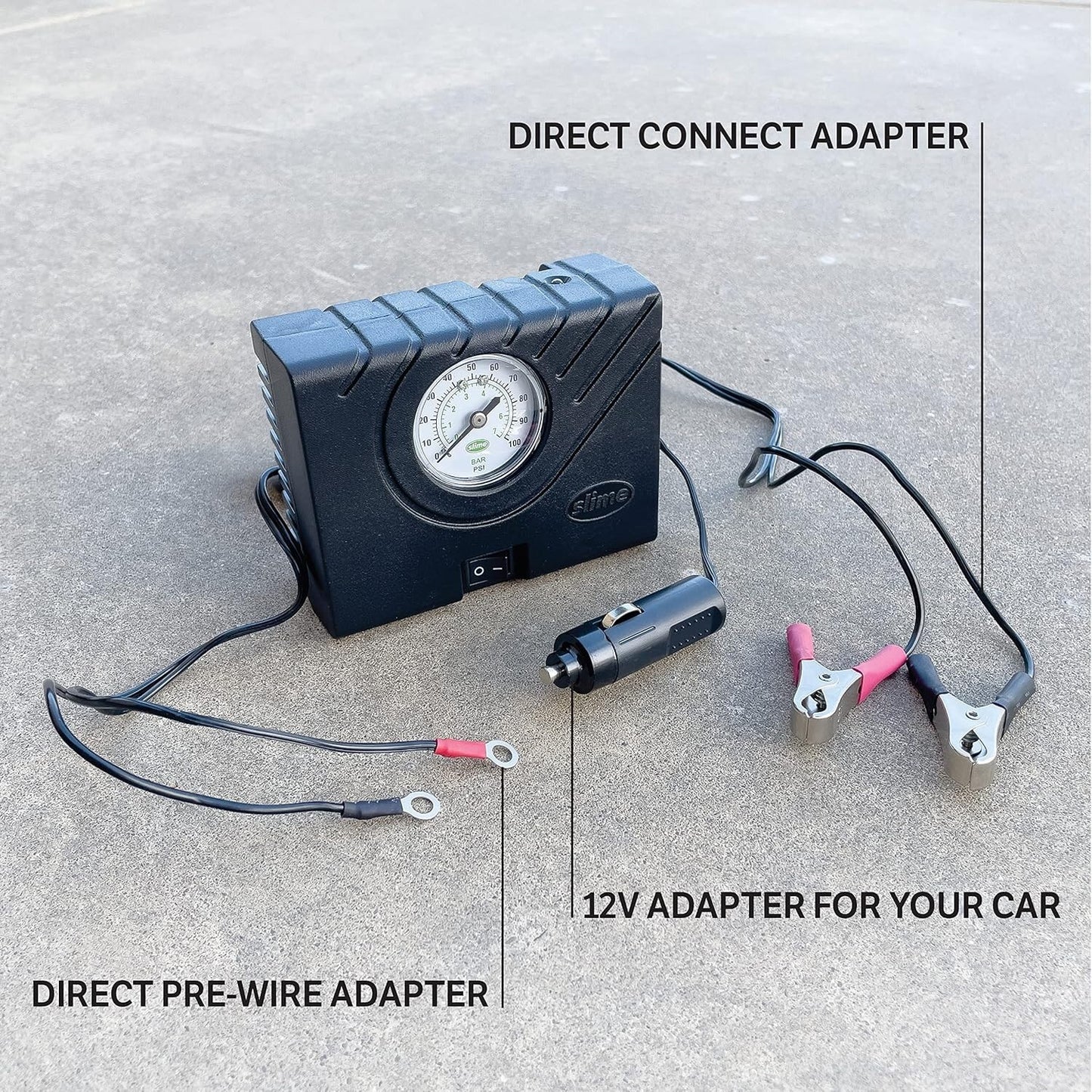 Slime Tyre Inflator Pump Sport Power, Travel Size & Case, LED Light