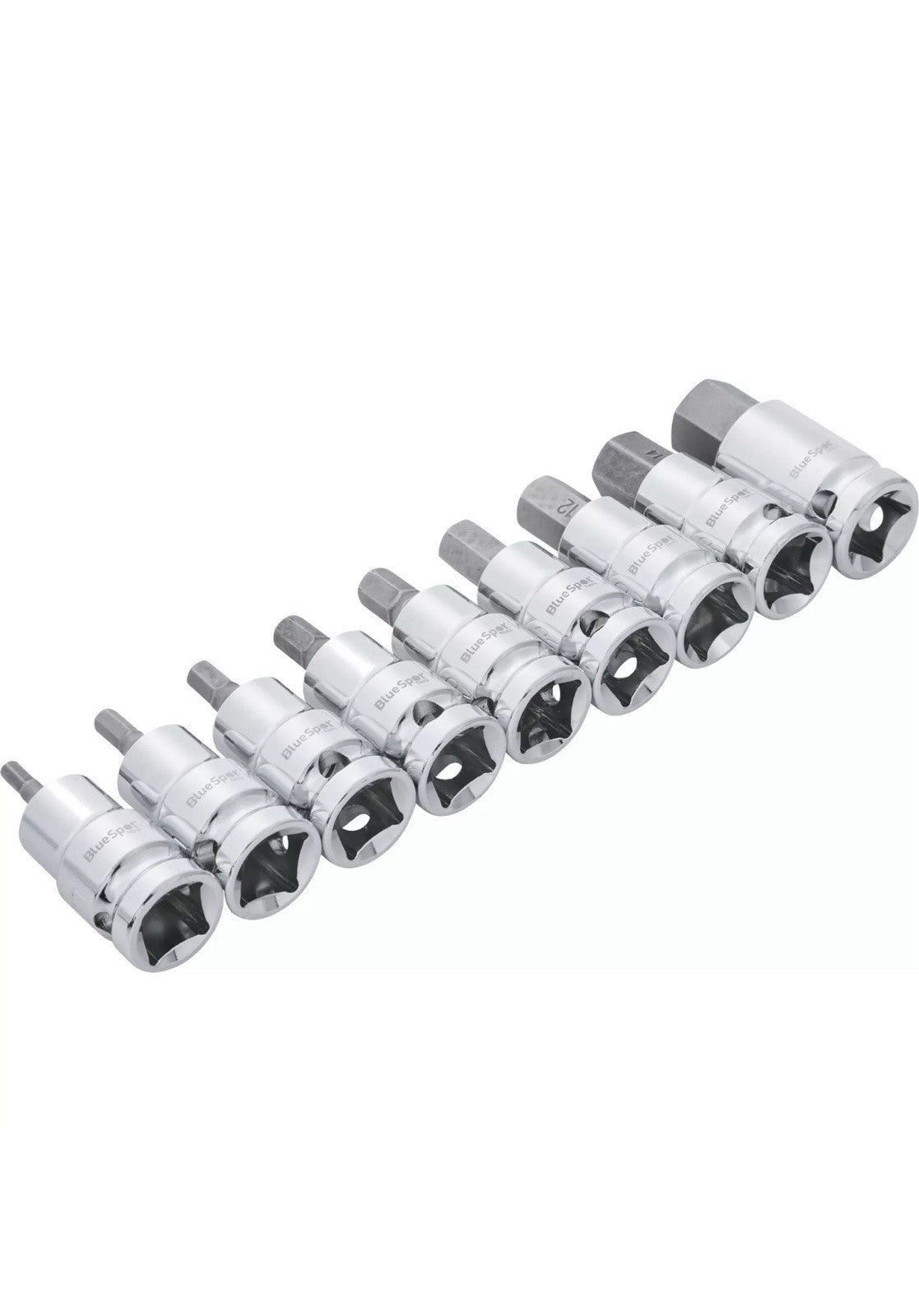 BlueSpot 9pc Metric Hex Bit Allen Key Sockets H4 ? H17 Set 1/2" Drive