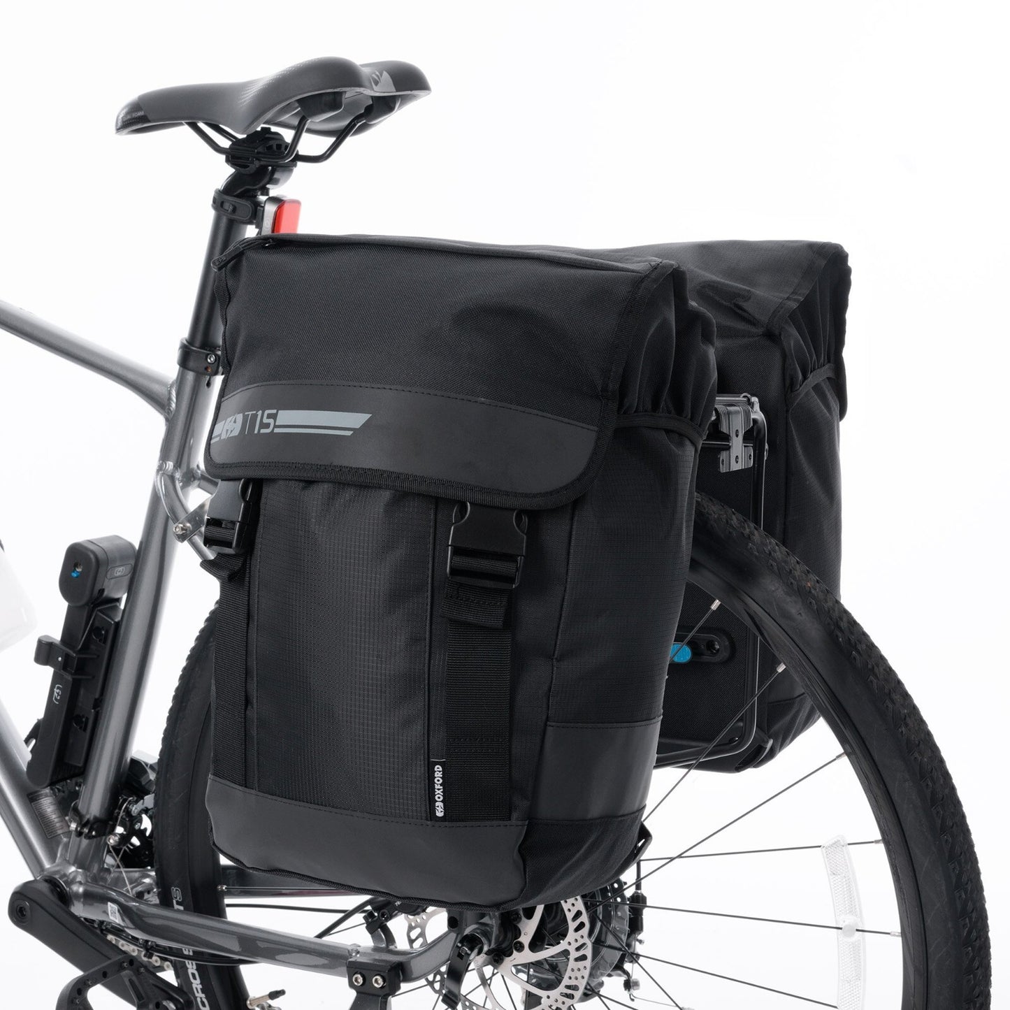 Oxford T15 QR 15L Pannier Bag Black Cycling Bike Ride Hi Vis Adjustable