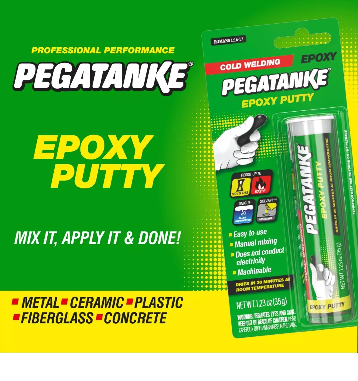 Pegatanke Epoxy PUTTY Quick Dry Metal Plastic Ceramic Permanent Repair Bond