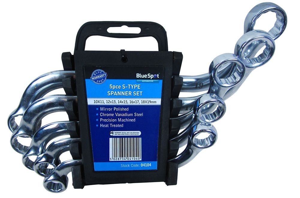 S Shape Obstruction Metric Spanner Set 10mm-19mm 5pc 04104