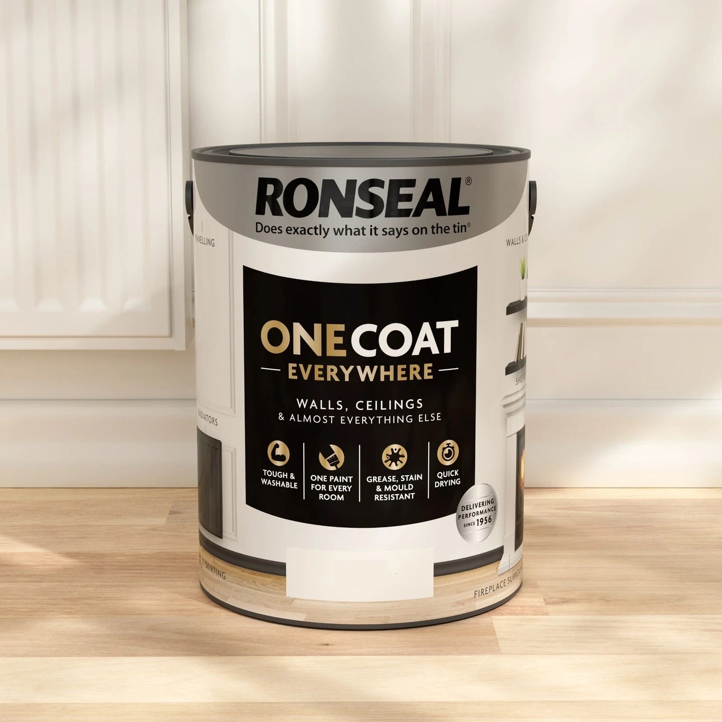 Ronseal One Coat Everywhere Matt Paint, Pure Briliiant White - 2.5L