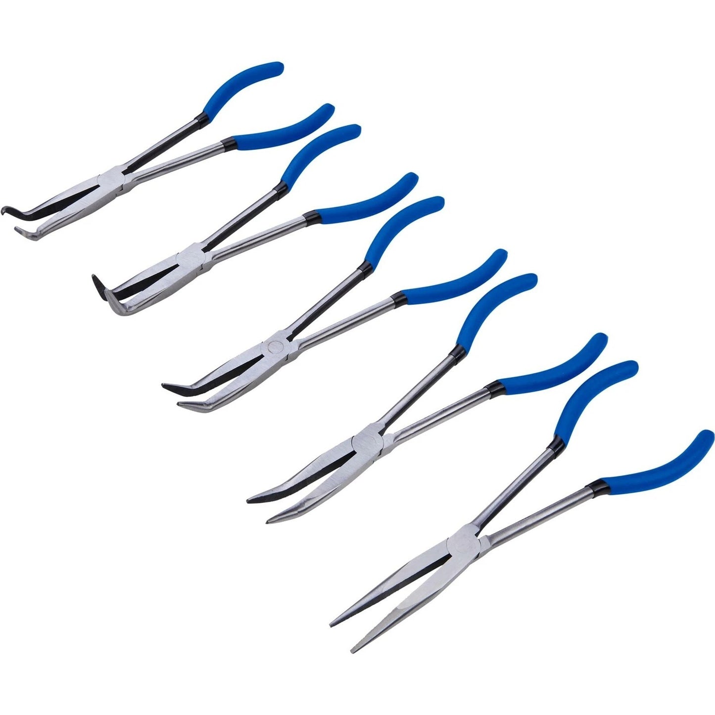 Blue Spot Tools Long Nose Plier 5 Piece Set In Wallet 275mm Soft Grip Handle