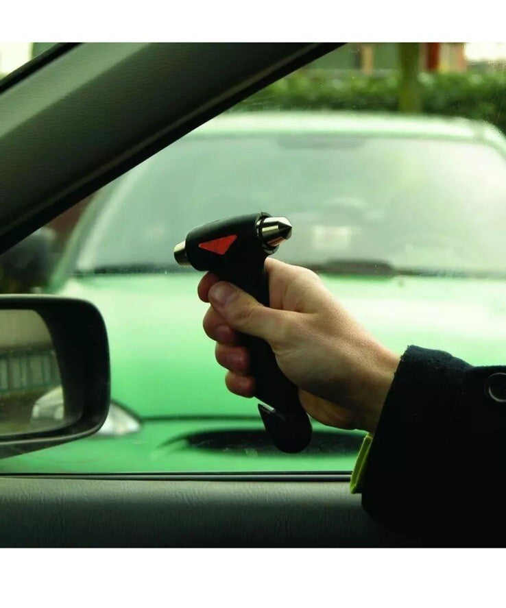 Carpoint - Emergency Escape hammer - Double cup - With Seatbelt Knife