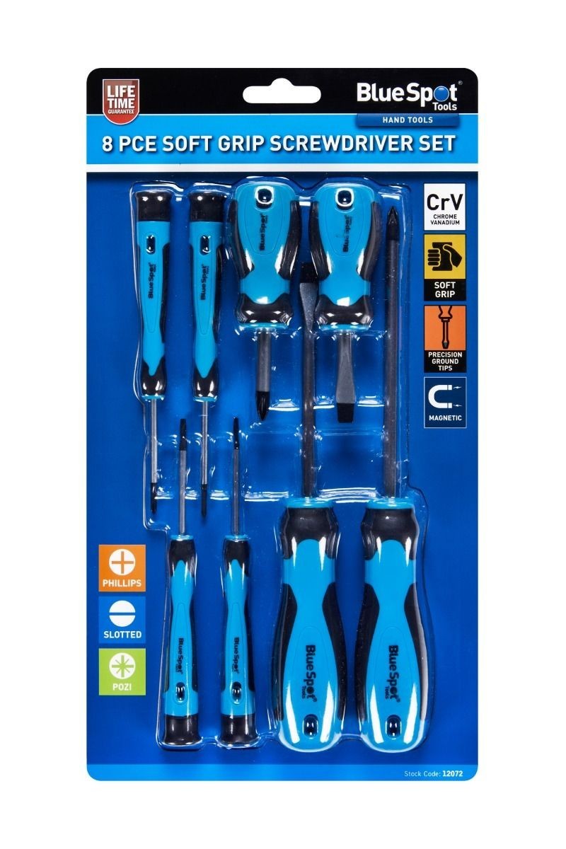 8pc Soft Grip Magnetic Precision Pozi Slotted Phillips Screwdriver Set 12072