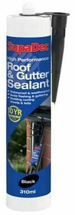 SupaDec Roof Gutter Felt Sheets Flash Waterproof Leak Repair Sealant 300ml BLACK