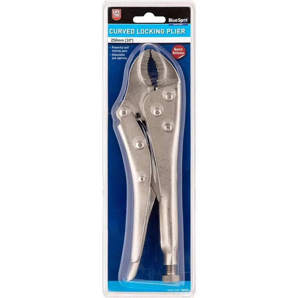 BlueSpot 250mm Curved Locking Mole Grip Adjustable 10" Quick Release BSP06524