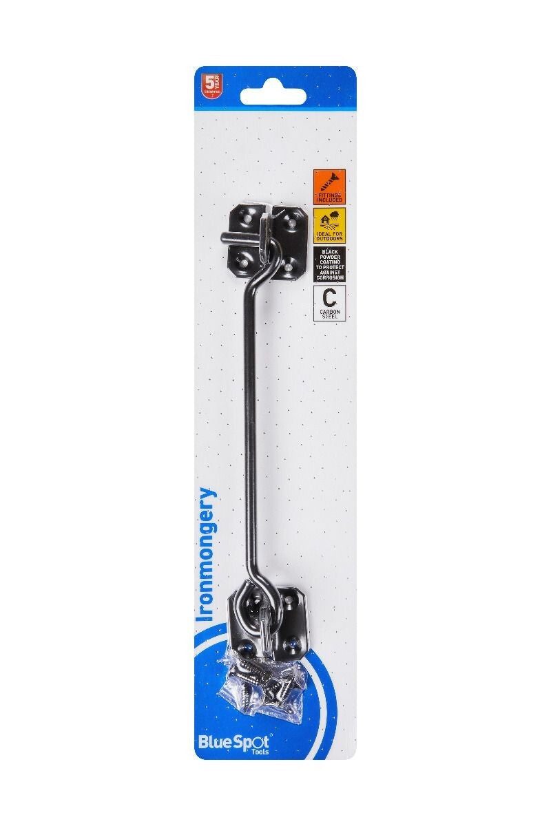 Blue Spot Tools Ironmongery 204mm Black Powder Coated Cabin Hook bsp78042