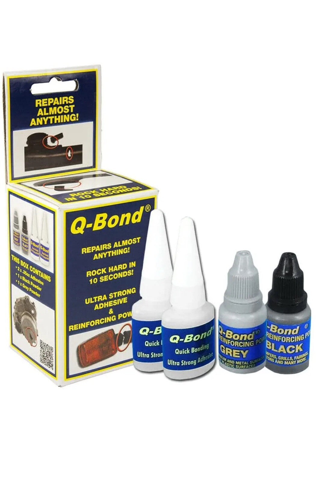 Q-Bond Ultra Strong Adhesive & Filling Powders -Rock Hard in 10 Seconds Dry Weld