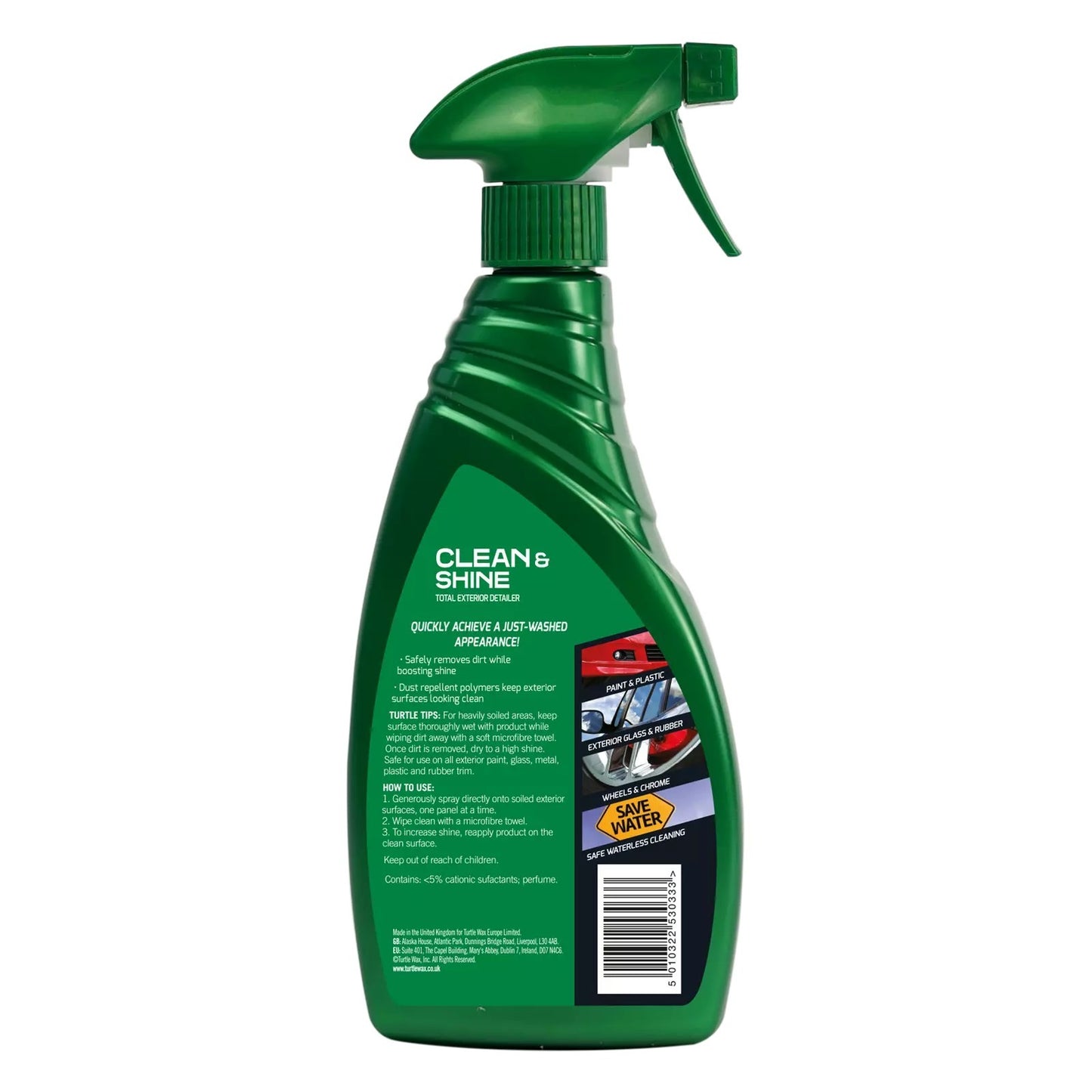 Turtle Wax Quick Easy Clean & Shine Detailer Waterless Car Wash Wax Spray 500ml