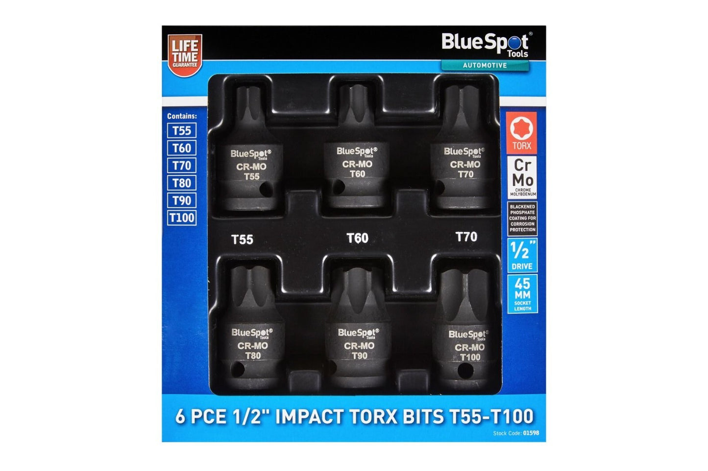 1/2" Inch Drive Torx Impact Socket Bits Set 6pc 01598