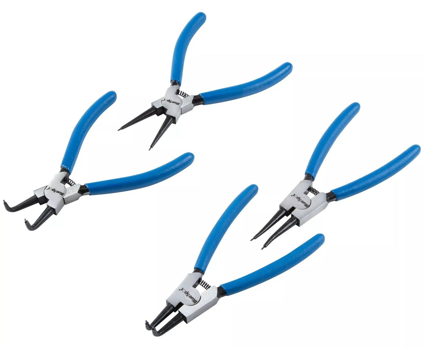 Bluespot 4pc Circlip Snap Ring Pliers Internal External Bent Straight Plier Set
