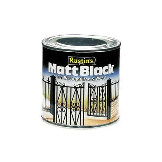 Rustins Matt Black Smooth Paint for Quick Drying Iron / Wood Indoor Outdoor Use