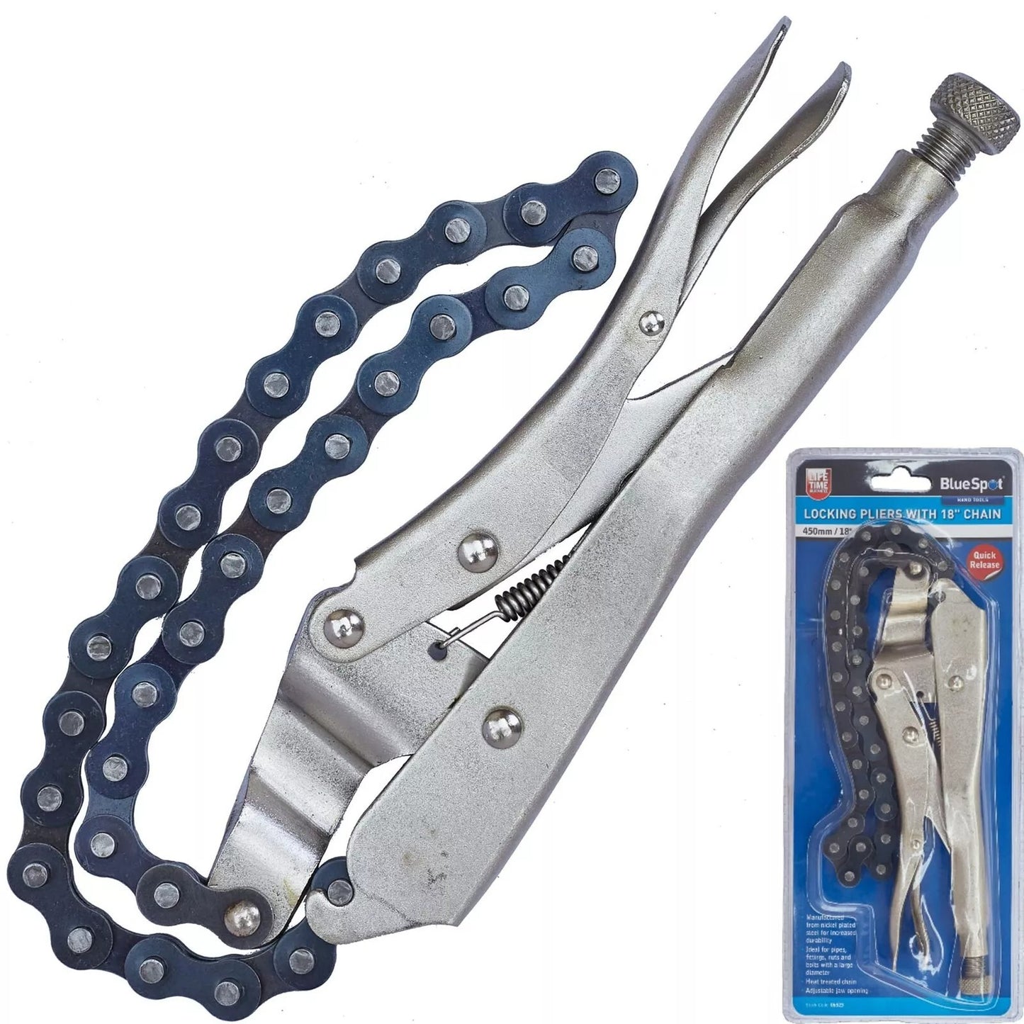 BlueSpot Locking Mole Grip Chain Wrench Pliers Pipe Oil Filter Tool BSP06523