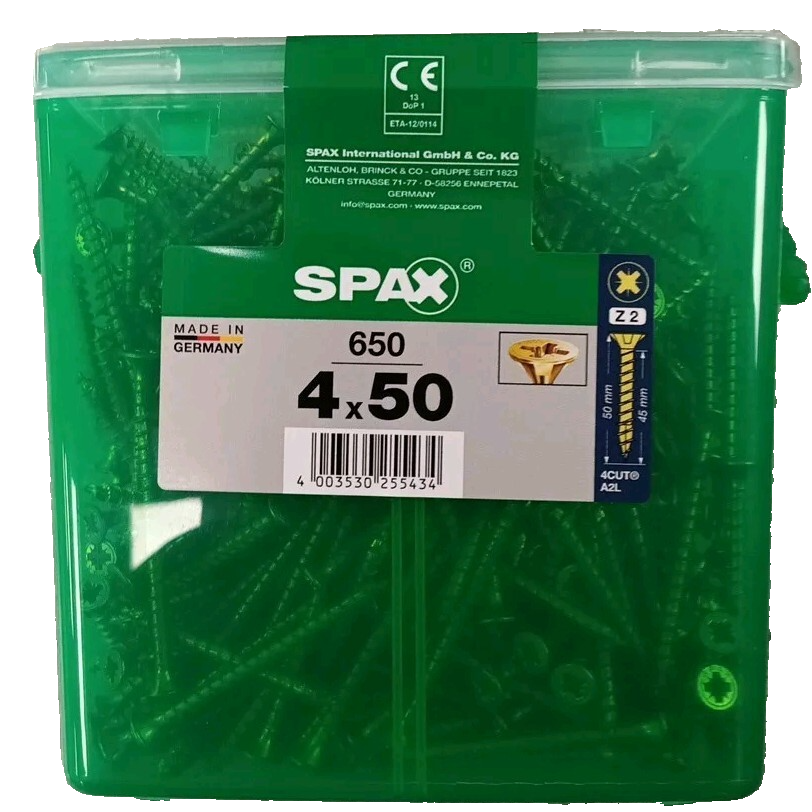 Spax S Self Countersinking Pozi Wood Screws Handy Tub 4mm 50mm Pack of 650