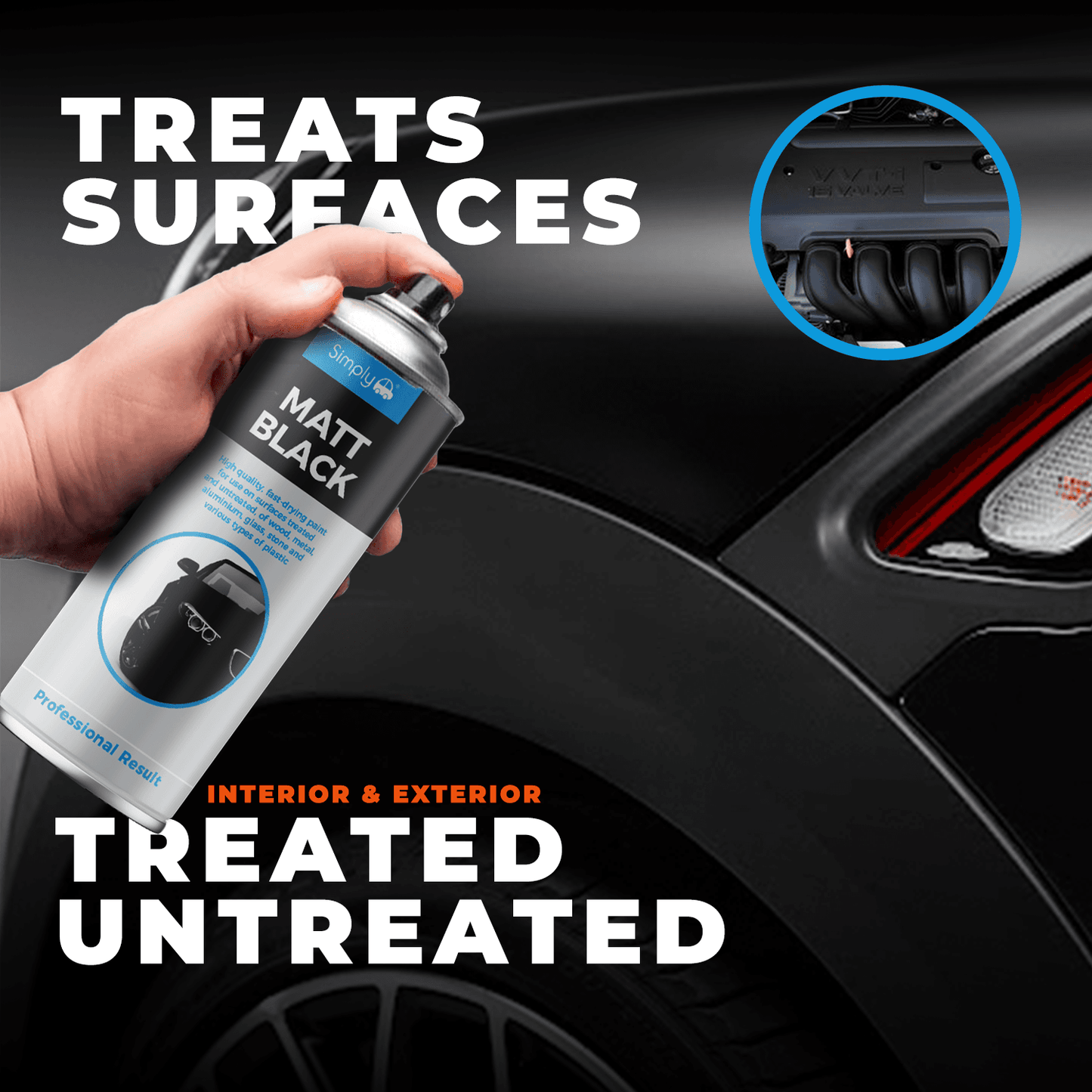 500ml SIMPLY Car Spray Paint Aerosol Cans Professional MATT BLACK SP-021