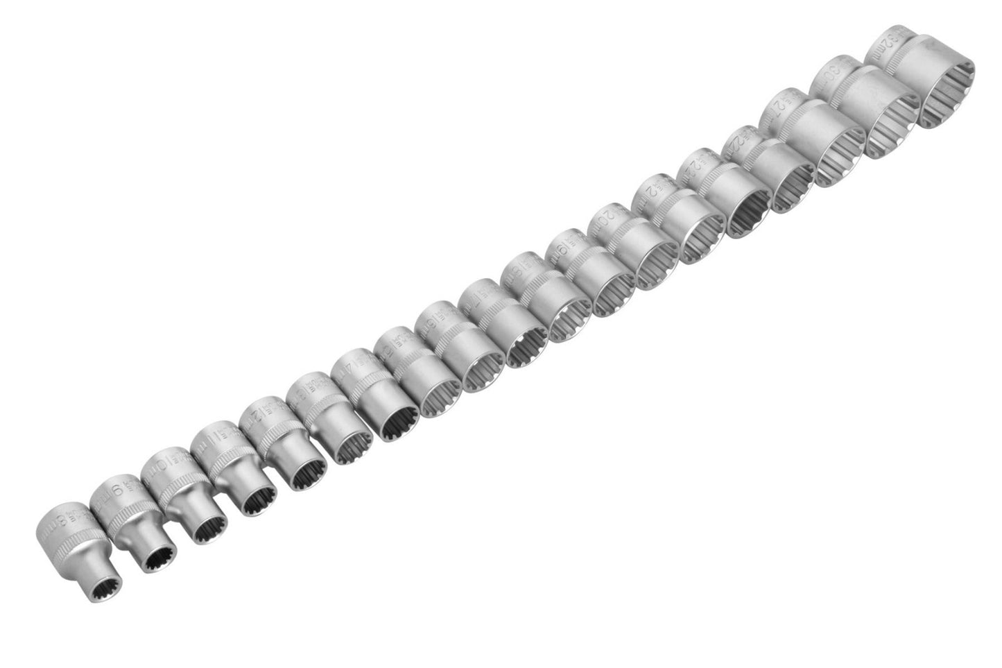 Multi Fit Socket Set 1/2" Drive 19pc 8-32mm Hex Bi-Hex Spline Square Torx