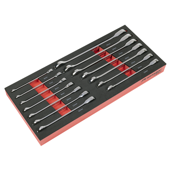 Sealey Premier TBT49, Professional Ratchet Spanner Set with Tool Tray 14pc