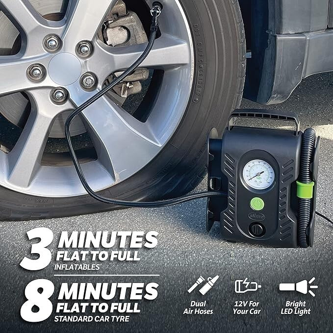 Slime Tyre Inflator Pump Multi-Purpose Ideal for Tyres, Mattresses & Inflatables