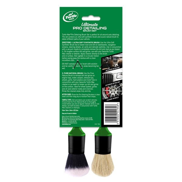 Turtle Wax Ultimate Pro detailing Brush Set, Ultra Soft, 1 Synthetic & 1 natural