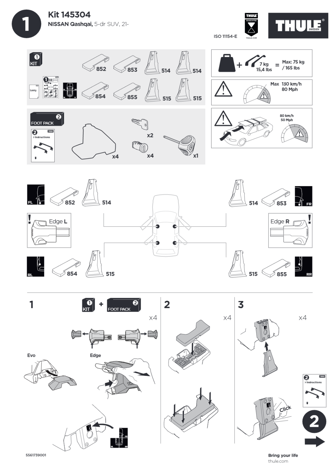 Thule Clamp Kit 145304 - Premium Quality Clamp Fit Kit