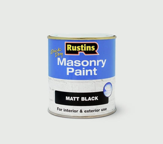 Rustins Masonry Paint Black 250ml Quick Dry Exterior