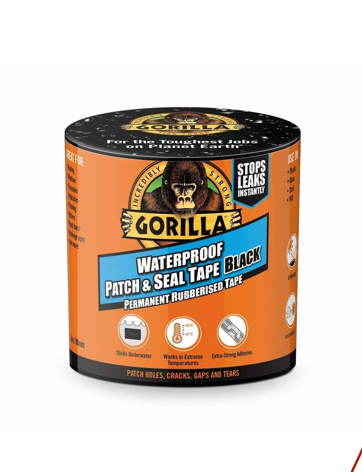 Gorilla Tape Waterproof Patch And Seal Strong Permanent Rubberised Roof Leak Fix