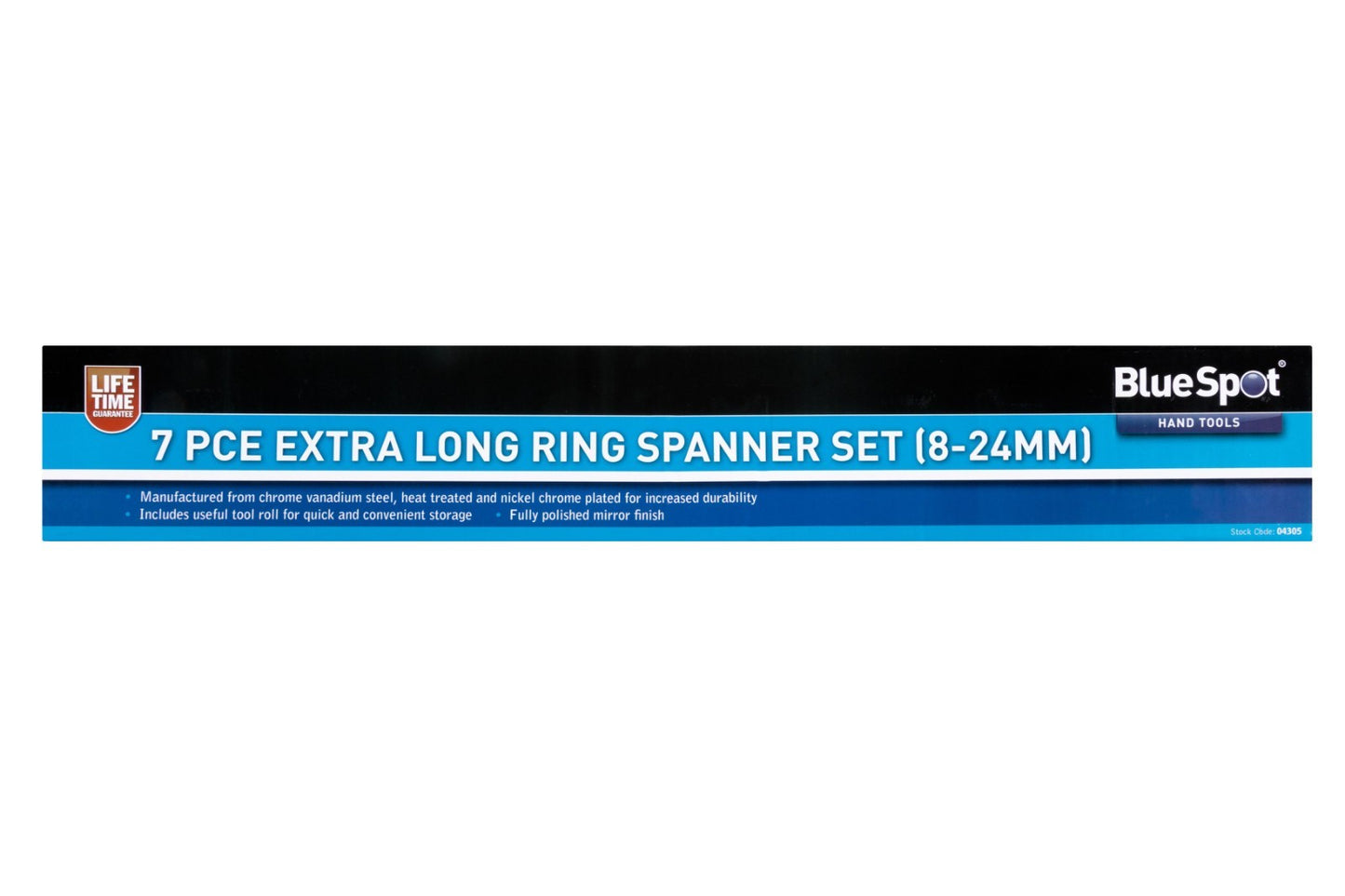 Ring Spanner Set Extra Long Metric 8-24mm Wrench Spanners in Tool Roll 04305
