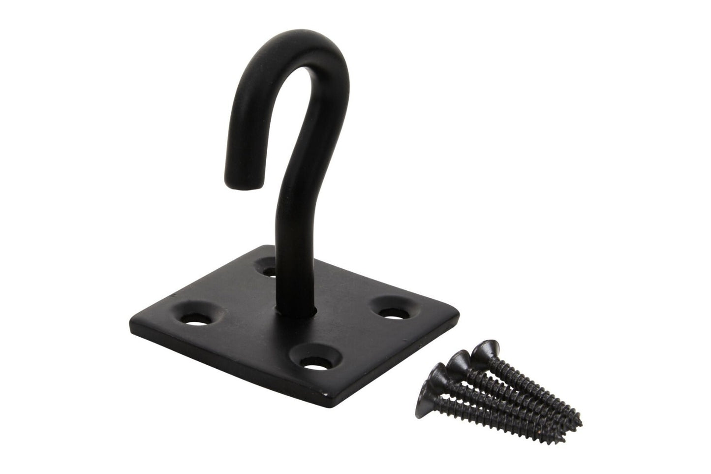 Blue Spot Tools Ironmongery 50mmx50mm Black Powder Coated Hook on Plate bsp78067