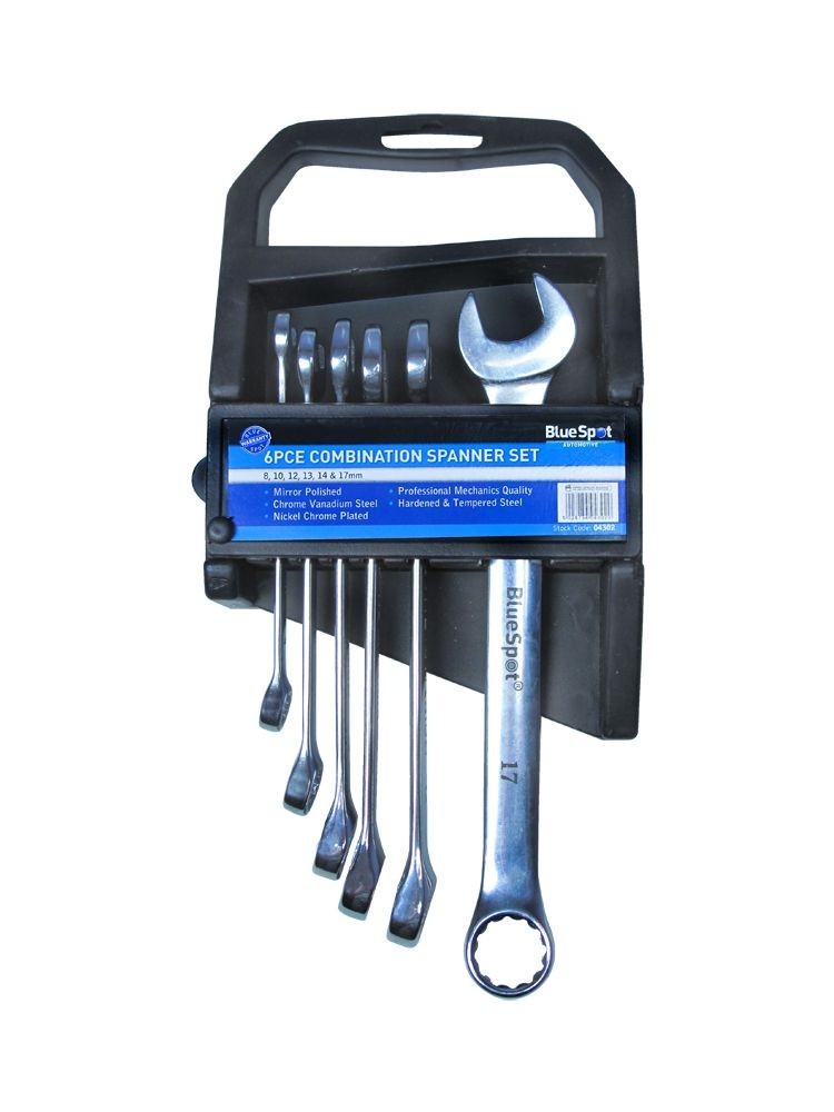 BlueSpot 6Pcs Metric Combination Spanner Set Open End Spanners 8-17mm 04302