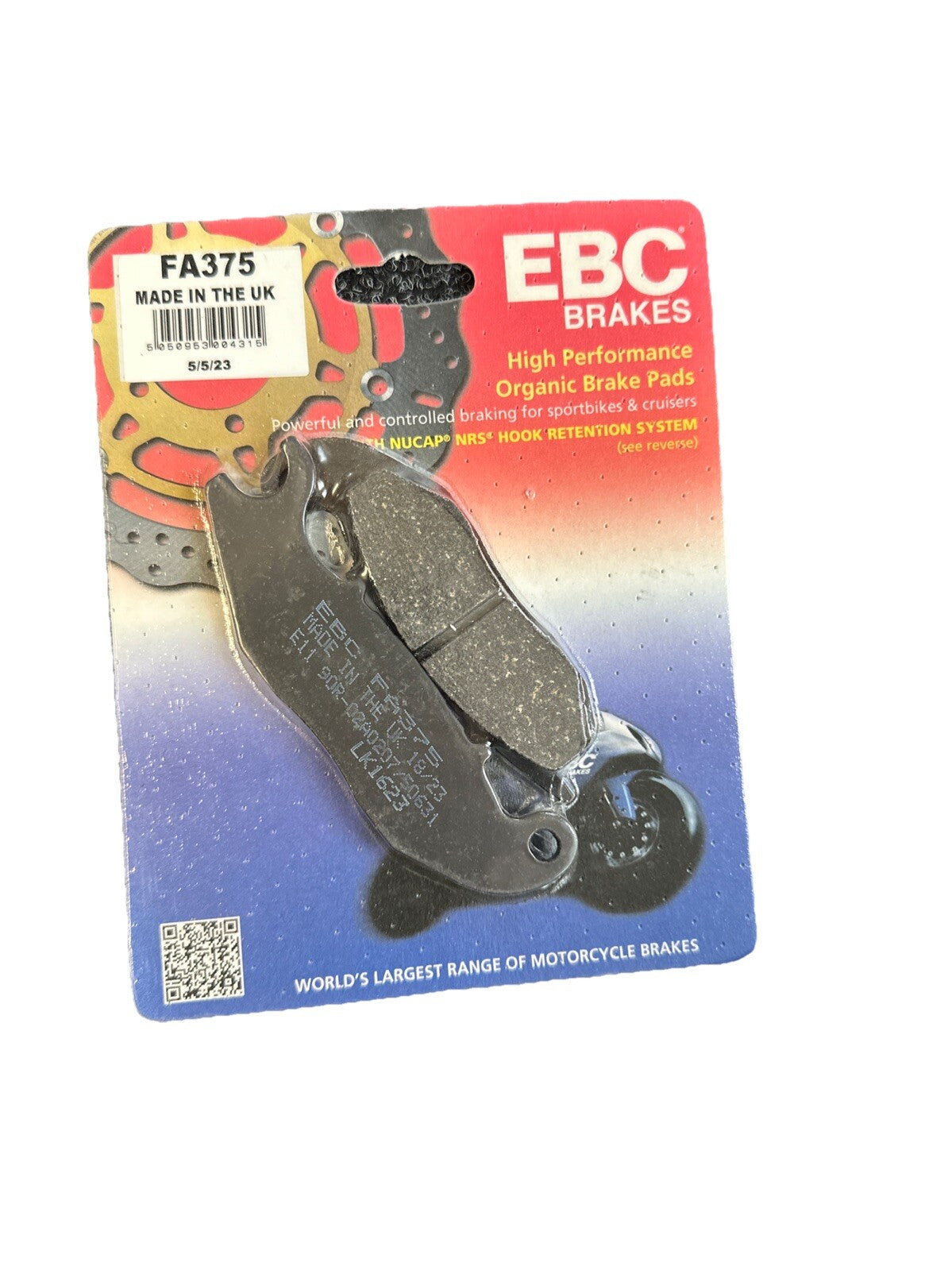 EBC FRONT ORGANIC BRAKE DISC PAD - HONDA MSX125 GROM 125 2013 - 2020 - FA375