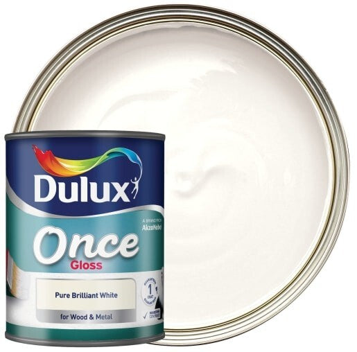 Dulux Once Pure Brilliant White Gloss 750ml for Wood and Metal 833139