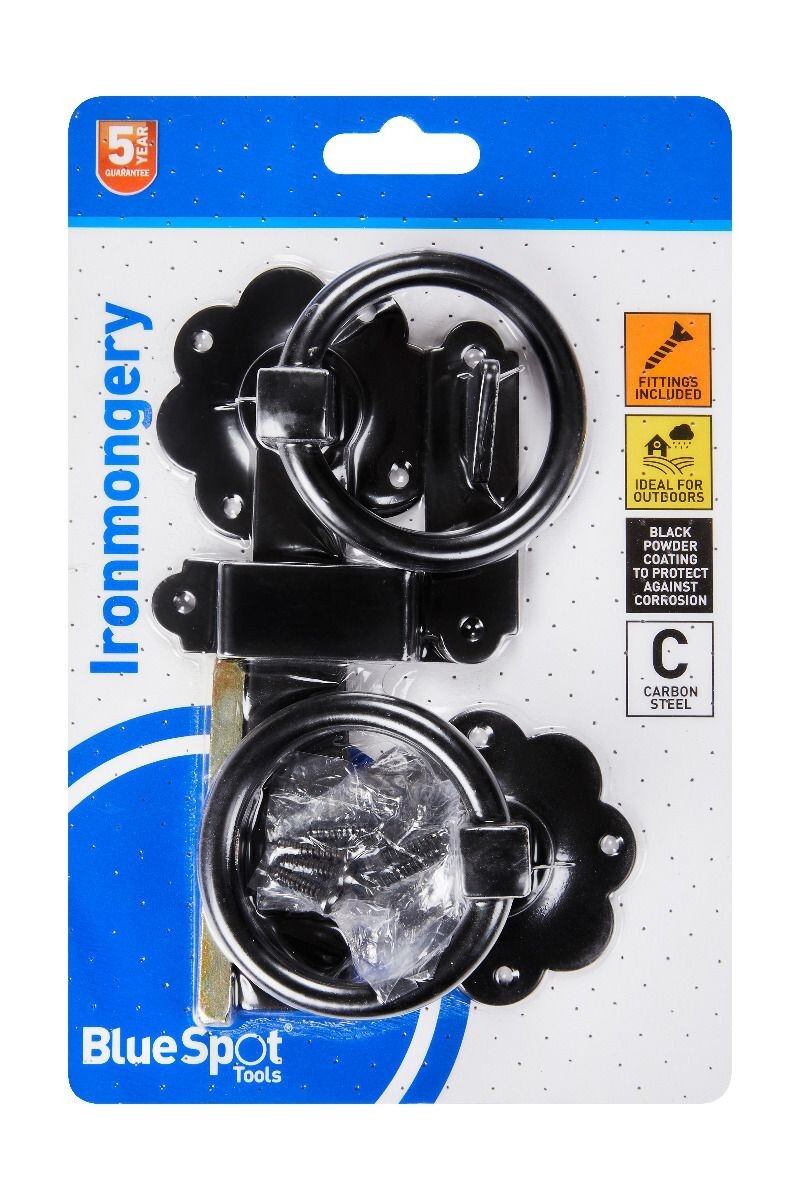 Blue Spot Tools Ironmongery 152mm Black Powder Coated Ring Latch bsp78018