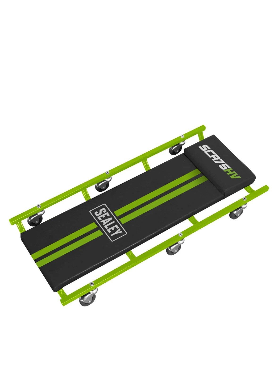 Sealey 36" Deluxe American-Style Creeper with Steel Frame & 6 Wheels - Hi-Vis Gr