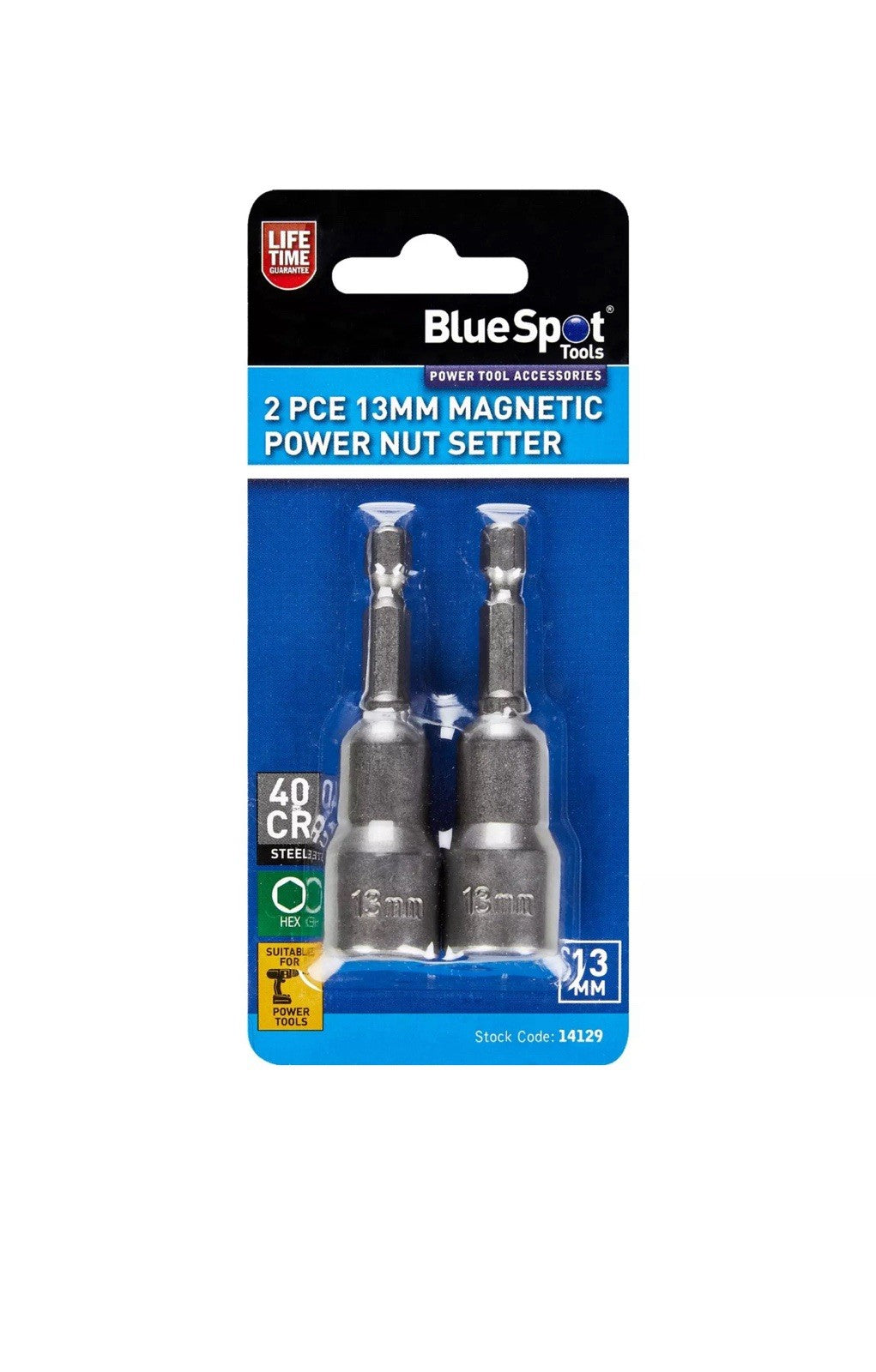 Bluespot 13mm Torque Magnetic Power Nut Bolts Hex Head Setter 1/4" 2pc